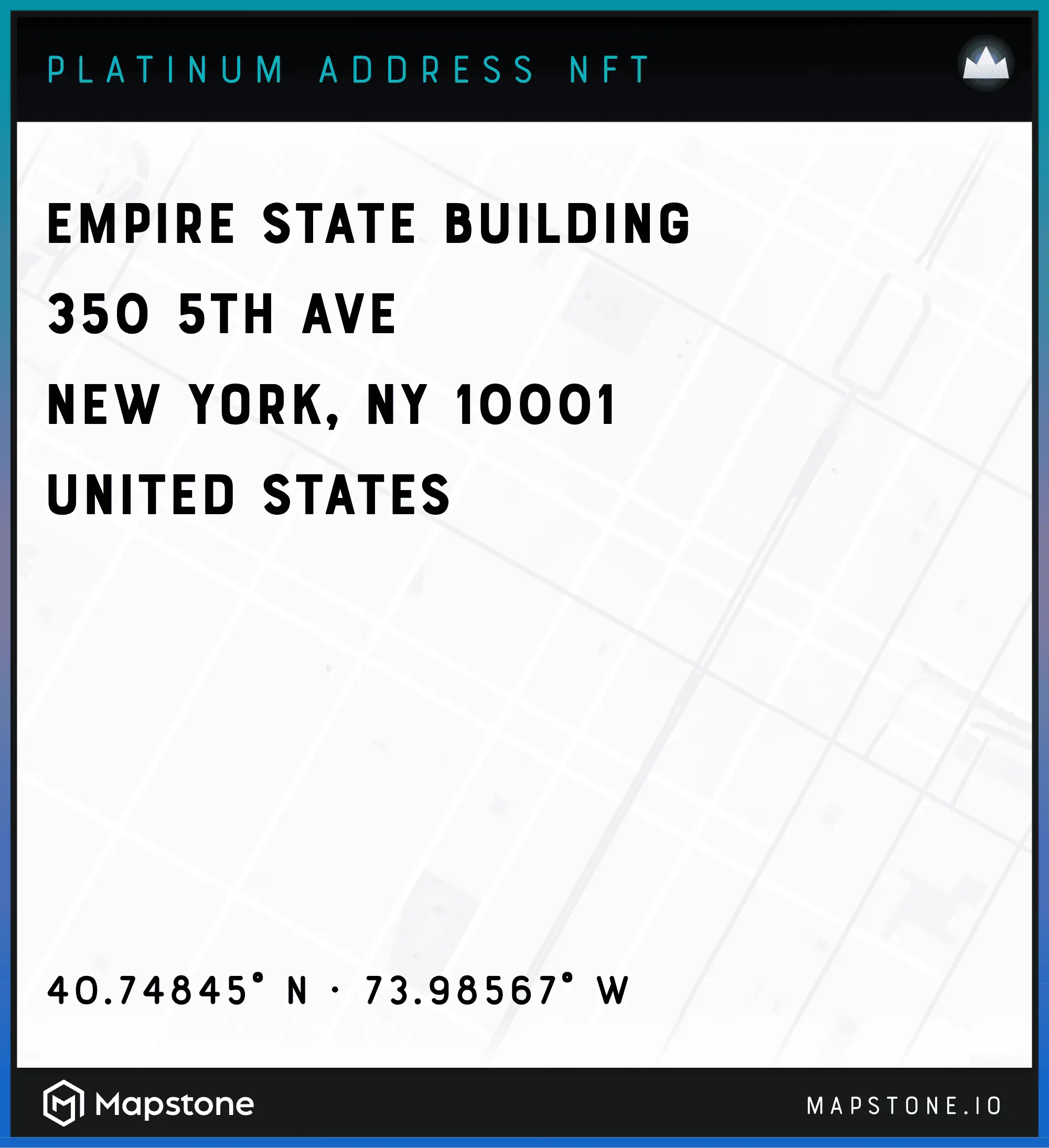 Empire State Building Platinum Address NFT